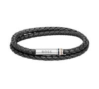 BOSS Jewelry Armband für Herren Kollektion ARES mit Geflochtenem Leder Ein- oder Doppelschlaufe - Erhältlich in Navy Blau, Braun oder Schwarz