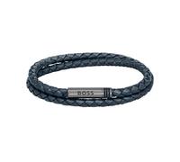 BOSS Jewelry Armband für Herren Kollektion ARES mit Geflochtenem Leder Ein- oder Doppelschlaufe - Erhältlich in Navy Blau, Braun oder Schwarz