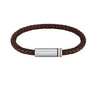 BOSS Brown braided-leather cuff with magnetic logo closure - Style ARES SINGLE, HB1580623 Braun ONESI