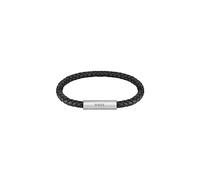BOSS Jewelry Armband für Herren Kollektion BRAIDED LEATHER mit Schwarzem Leder und Edelstahlverschluss - 1580152