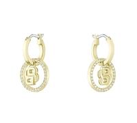 BOSS Jewelry Creolen für Damen Kollektion DOUBLE B DIVINE aus Edelstahl mit Ionenplattierung in Gelbgold verziert mit Kristallen - 1580821