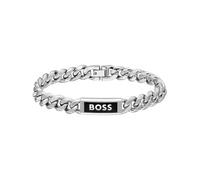 BOSS Jewelry Gliederarmband für Herren Kollektion KASSY EMBLEM aus Edelstahl mit einer Platte aus schwarzem Email - 1580679S