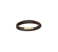 BOSS Jewelry Men's ARES Collection Bracelet with Double-Wrap Braided Brown Leather - 1580670M