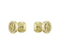 BOSS Jewelry Steckerohrringe für Damen Kollektion DOUBLE B DIVINE aus Edelstahl mit Ionenplattierung in Gelbgold verziert mit Kristallen - 1580826