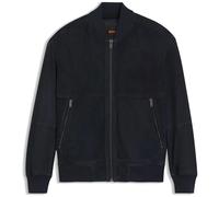 BOSS Orange Regular Fit Bomberjacke aus reinem Ziegenleder Modell 'JONORVE' in Marine, Größe 54