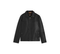 BOSS Jacke im Hemden-Stil aus Nappaleder - Style Jorest, 50547511 Schwarz 48