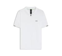 Kurzarmpullover BOSS GREEN "K Ever-X PS", Herren, Gr. L, weiß (weiß100), Strick, Obermaterial: 100% Baumwolle, unifarben, casual, regular fit hüftlang, Kurzarm Bündchen, Pullover, mit Perforierungen z