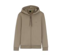 BOSS Kapuzenjacke aus Stretch-Baumwolle mit Reißverschluss und Logo-Detail - Style Saggy, 50555495 Braun S