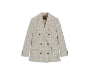 BOSS Karierter Regular-Fit Blazer aus elastischem Woll-Mix - Style Jukana1, 50555334 Beige gemustert 32