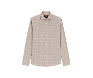 BOSS Kariertes Slim-Fit Hemd aus in Italien gefertigter Baumwolle - Style L-HAYS-SPREADW-C-252, 50566228 Beige gemustert 42