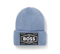 BOSS Kids-Mütze mit Logo-Aufnäher und Innenfutter aus Kunstfell - Style J51567/049T2, J51567 Blau 58