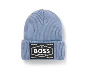 BOSS Kids-Mütze mit Logo-Aufnäher und Innenfutter aus Kunstfell - Style J51567/049T2, J51567 Blau 58
