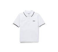 BOSS Poloshirt J25P26/84904A – Baumwoll-Piqué, kurzarm, mit Logo-Print, 100% Baumwolle, Weiß 150