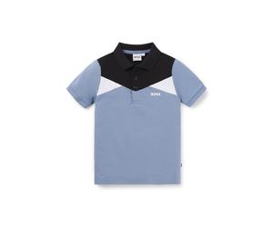 BOSS Kids-Poloshirt aus elastischem Baumwoll-Piqué im Colour-Block-Design - Style J51167/04904A, J51167 Blau 114