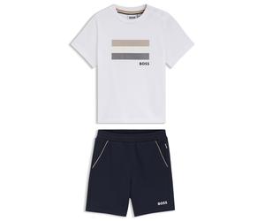 BOSS Kids Set aus T-Shirt und Shorts mit Signature-Streifen-Details - Style J52847/84902A, J52847 Dunkelblau 81