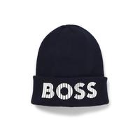 BOSS Kids-Strickmütze aus Baumwolle mit gummiertem Logo - Style J51564/849T3, J51564 Dunkelblau 58
