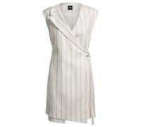 BOSS Kleid in Wickeloptik aus Leinen-Mix mit Nadelstreifen - Style Dagania, 50537459 Weiß 34