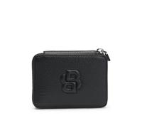 BOSS Kleine Geldbörse mit genarbter Struktur, Reißverschluss und Double-B-Monogramm - Style Anett New SM Zaround, 50542050 Schwarz ONESI