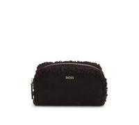 BOSS Kleine Pouch aus Veloursleder-Imitat mit goldfarbenem Logo - Style Sandy SM Pouch SH, 50573412 Dunkelbraun ONESI