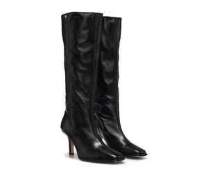 BOSS Kniehohe Boots aus Leder mit eckiger Zehenpartie - Style Anyah_HaBoot80_LT, 50573059 Schwarz 42