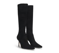 BOSS Kniehohe Boots aus Veloursleder und Leder - Style Charlize_Boot90_PUSD, 50553013 Schwarz 42
