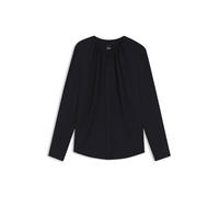 BOSS Kragenlose Regular-Fit Bluse aus Stretch-Seide - Style Banorah, 50538481 Dunkelblau 42