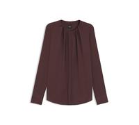 BOSS Kragenlose Regular-Fit Bluse aus Stretch-Seide - Style Banorah, 50538481 Dunkelbraun 32