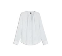 BOSS Kragenlose Regular-Fit Bluse aus Stretch-Seide - Style Banorah, 50538481 Hellblau 34