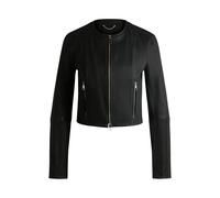 BOSS Kragenlose Slim-Fit Lederjacke - Style Sajosa, 50497701 Schwarz 42