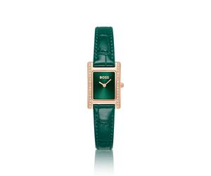 BOSS Kristallverzierte Uhr mit grünem Zifferblatt und grünem Lederarmband - Style LUCY PRECIOUS, 58565061 Grün ONESI