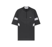 BOSS Kurzärmeliger Pullover aus Baumwolle mit Jacquard-Struktur - Style K_Tennis Retro QZ, 50541995 Dunkelgrau S