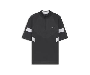 BOSS Kurzärmeliger Pullover aus Baumwolle mit Jacquard-Struktur - Style K_Tennis Retro QZ, 50541995 Dunkelgrau XXL