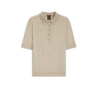 BOSS Kurzärmeliger Pullover aus Merinowolle mit Polokragen - Style Fidenka, 50545015 Hellbeige S