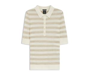 BOSS Kurzärmeliger Pullover aus Merinowolle mit Polokragen - Style Fidenka, 50545015 Hellbeige S