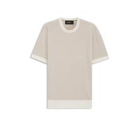 BOSS Kurzarm-Pullover mit strukturierter Strickstruktur aus Seide mit Baumwolle - Style L-Necasio, 50560480 Hellbeige M