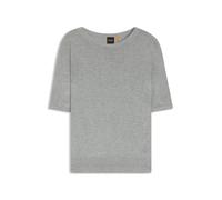 BOSS Kurzarm-Strickpullover mit Lochmuster - Style C_Fiaffusa, 50543936 Hellgrau M