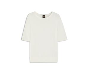 BOSS Kurzarm-Strickpullover mit Lochmuster - Style C_Fiaffusa, 50543936 Weiß XS