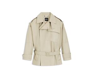 BOSS Kurzer Relaxed-Fit Trenchcoat aus Leder - Style Satila, 50554146 Hellbeige 32
