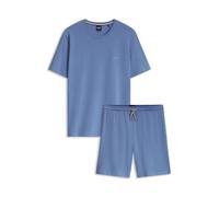 BOSS Kurzes Pyjama-Set aus Stretch-Baumwolle mit Logo-Details - Style Mix&Match Short Set, 50531356 Hellblau L
