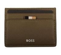 BOSS Leder Kartenhalter Zair Card Holder Open Green Khaki