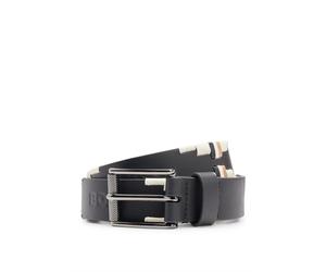 BOSS Ledergürtel im Reitstil mit handgestickten Signature-Streifen - Style POLO BELT SIGNATURE BLACK, B1G2201 Schwarz 80