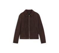 BOSS Lederjacke aus Veloursleder mit Reißverschluss - Style H-Malbano7, 50563869 Dunkelbraun 48