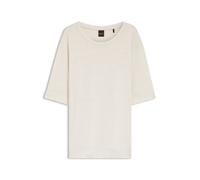 BOSS Leinen-T-Shirt mit Logo-Stickerei - Style C_Emma, 50556387 Natur L