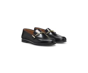 BOSS Loafer aus Leder mit Ketten- und Logo-Detail - Style Jadey_Mocc_LSCH, 50568568 Schwarz 39