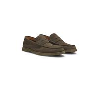 BOSS Loafer aus Veloursleder mit Pennyloafer-Besatz und Logo - Style Sienne_Loaf_sdpe, 50568763 Olive 40