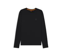 Langarmshirt BOSS ORANGE "Tacks", Herren, Gr. S, schwarz (schwarz001), Single Jersey, Obermaterial: 100% Baumwolle, regular fit normal, Rundhals, eingesetzt normaler Saum, Shirts Langarmshirt, mit Mar