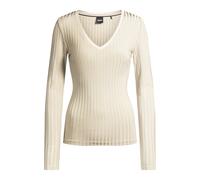 BOSS Longsleeve aus schimmerndem Ripp-Jersey mit V-Ausschnitt - Style Ellerson, 50532052 Natur L