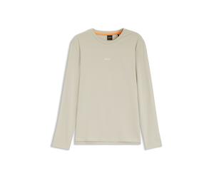 BOSS Longsleeve aus Stretch-Baumwolle mit Logo-Print - Style TChark, 50473286 Hellbeige XXL
