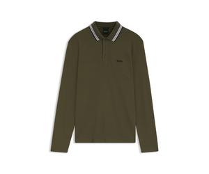 BOSS Longsleeve-Poloshirt aus Baumwoll-Piqué - Style Plisy, 50536609 Olive M