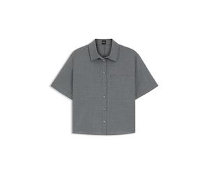 BOSS Melierte Cropped-Bluse aus Schurwolle - Style Bulera, 50541991 Grau 40